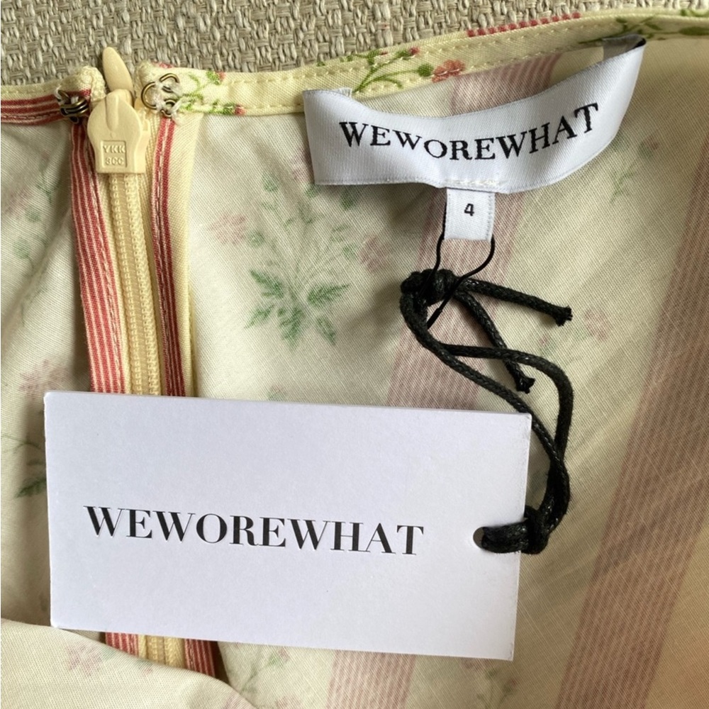 Anthropology WeWoreWhat Asymmetrical Floral Midi Skirt  Size 4 Color Lemon - Picture 9 of 13